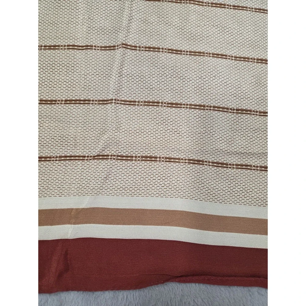 Sally Gee Silk Scarf Mod‎ Mad Men Square 22.5x23 Brown Beige 70s Hipster